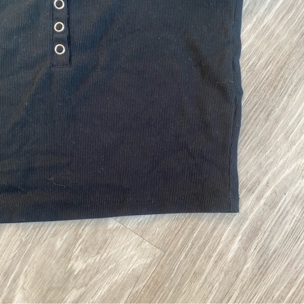 Madewell Ribbed Black Henley Crop Top XXS - Picture 4 of 7